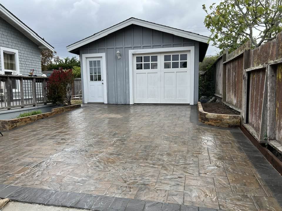 Stamped concrete driveway